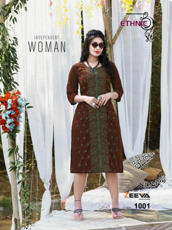 Zeeva Ethnic Rayon Slub Designer Kurti Collection